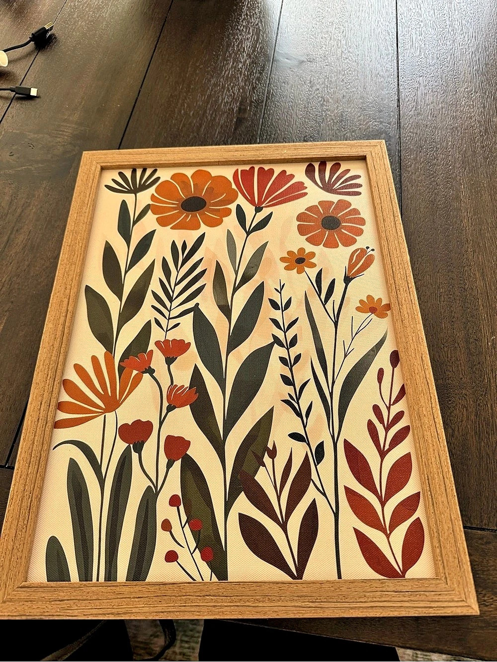 Floral Framed Wall Art in Brown & Green